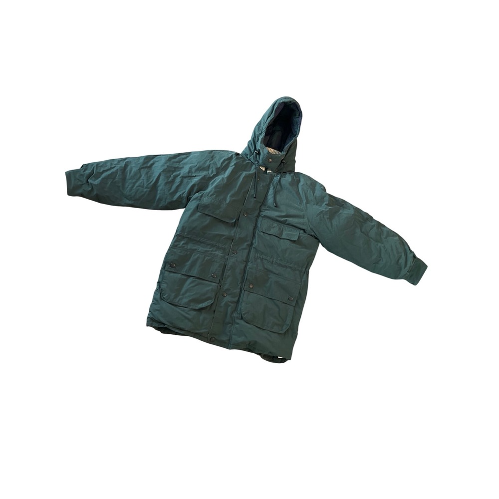 Nautica Vintage Down Puffer Parka Jacket Forest Green Mens Large Hooded Coat